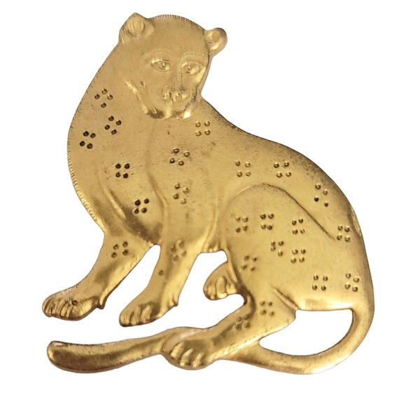 MMA Metropolitan Museum of Art Gold Tone Wild Cat, Leopard Brooch, Signed - Picture 3 of 7
